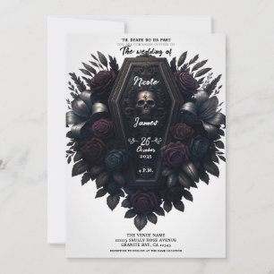 Sargblüten-Schädel Weiß Gothic Hochzeit Einladung
