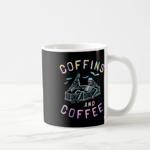 Särge und Kaffee Lustiger Skelett-Tie-Dye Retro-Ha Kaffeetasse