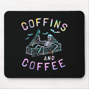 Särge und Kaffee Lustiger Skelett-Tie-Dye Retro-Ha Mousepad