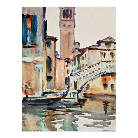 Sargent - Eine Brücke und ein Campanile, Venedig, Poster (Vorderseite)