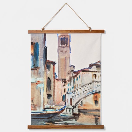 Sargent - Eine Brücke und ein Campanile, Venedig, Wandteppich Mit Holzrahmen (Vorderseite)