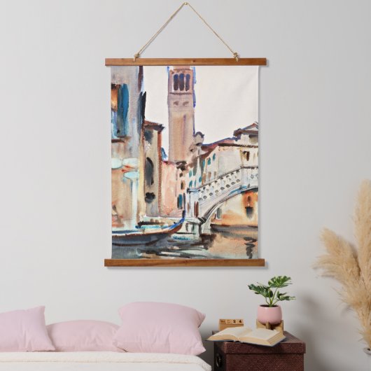 Sargent - Eine Brücke und ein Campanile, Venedig, Wandteppich Mit Holzrahmen (Schlafzimmer)