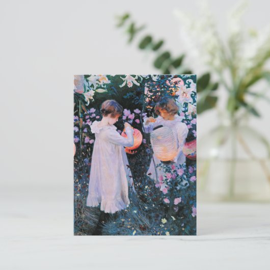 Sargent - Nelken, Lily, Lily, Rose Postkarte (Stehend Vorderseite)