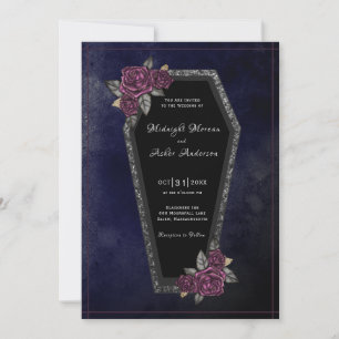 Sargrosen funkeln Navyblau Halloween-Hochzeit  Einladung