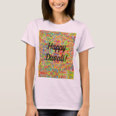 sari abstraktes Design und Happy Diwali T-Shirt (Vorderseite)