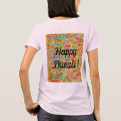 sari abstraktes Design und Happy Diwali T-Shirt (Rückseite)