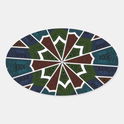 Sari Inspirierte Design mit komplizierten Details Ovaler Aufkleber (Vorderseite)