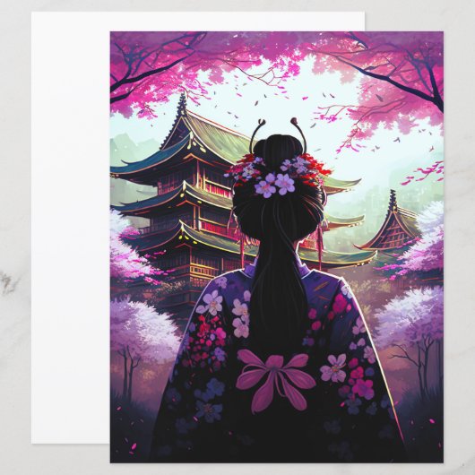 Sari Kirschblüten - Papierblatt (Vorne/Hinten)