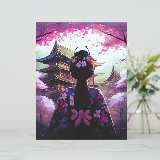 Sari Kirschblüten - Papierblatt (Stehend Vorderseite)