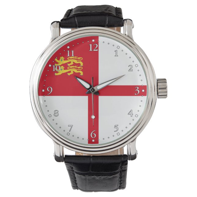 Sark-Flagge Armbanduhr (Vorderseite)
