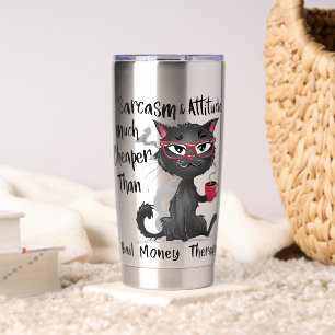 Sarkasmus & Haltung Lustiges Katzenliebhaber-Gesch Thermobecher