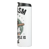 Sarkasmus, weil Menschen zu schlagen illegal ist Thermosbecher (Nach rechts gedreht)