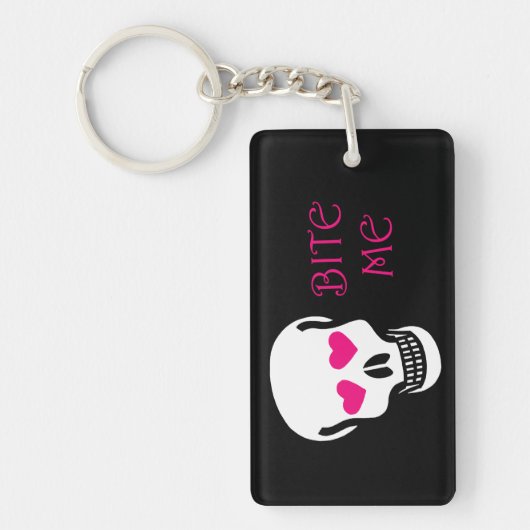 Sarkastische Bite Me (Skull) Schlüsselanhänger (Vorderseite)