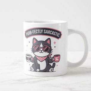 Sarkastische Coole Katze Bandana Kaffee Liebhaber Jumbo-Tasse