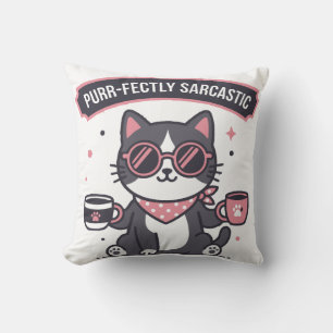 Sarkastische Coole Katze Bandana Kaffee Liebhaber  Kissen