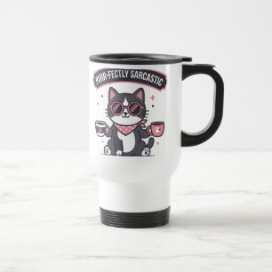 Sarkastische Coole Katze Bandana Kaffee Liebhaber Reisebecher