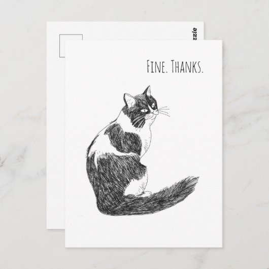 Sarkastische Katzenstimmung – Mir geht's gut. Dank Postkarte (Vorne/Hinten)