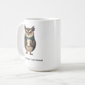Sarkastische mürrische Eule "Fehler 404 Logik nich Kaffeetasse (Vorderseite Links)