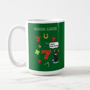 Sarkastische schwarze Katze und Glücksbringer Kaffeetasse