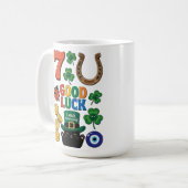 Sarkastische schwarze Katze und Glücksbringer Kaffeetasse (Vorderseite Links)