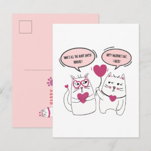 Sarkastische Valentinstag-Cartoon-Katzen-Paar Postkarte