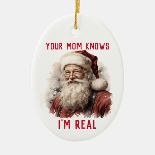 Sarkastischer Dirty Santa Lustig Deine Mutter Weiß Keramik Ornament