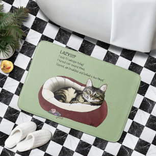 Sarkastischer Fauler Tabby-Katzen-Humor Salbeigrün Badematte