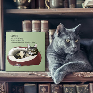 Sarkastischer Fauler Tabby-Katzen Humor Salbeigrün Fliese