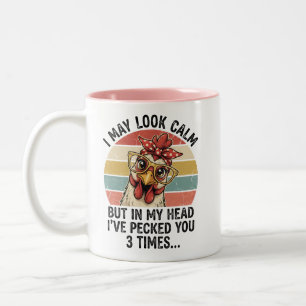 Sarkastischer Hühnerbecher Ich sehe vielleicht ruh Zweifarbige Tasse