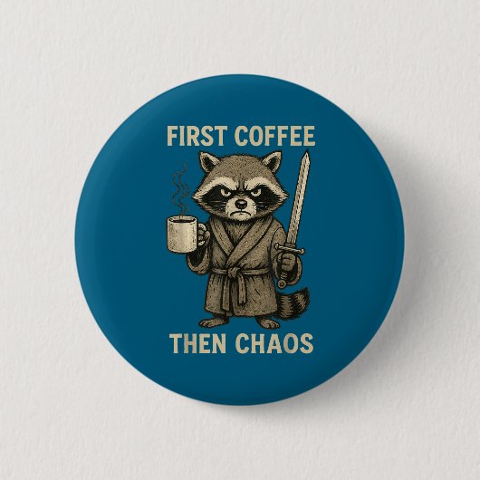 Sarkastischer Kaffeewaschbär First Club Button (Vorderseite)
