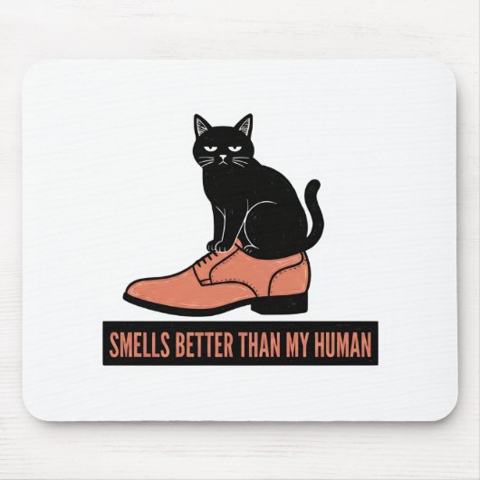 Sarkastischer Linolschnitt-Katzen-im-Schuh-Meme Mousepad (Vorne)