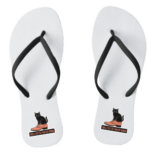 Sarkastischer Linolschnitt-Katzen-in-Schuh-Meme Badesandalen
