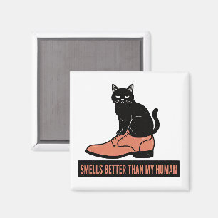 Sarkastischer Linolschnitt-Katzen-in-Schuh-Meme Magnet