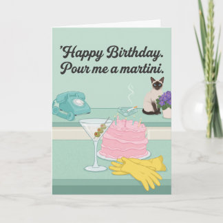 Sarkastischer Martini-Geburtstag im Retro-Stil der Karte