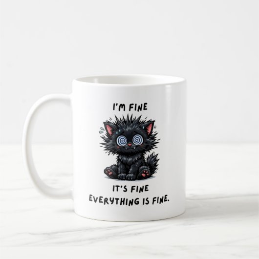 sarkastischer schwarzer Katzenbecher Kaffeetasse (Links)