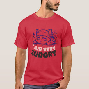 Sarkastisches hungriges Katzen-Cartoon-T-Shirt-Des T-Shirt