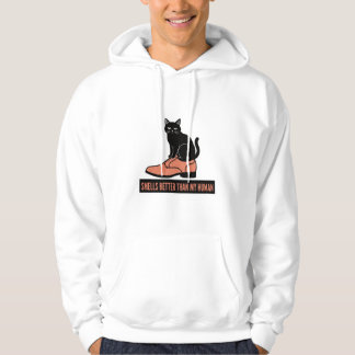 Sarkastisches Linolschnitt-Katzen-in-Schuh-Meme Hoodie