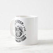 Sarkastisches Skelett Friedenszeichen Antisoziale Kaffeetasse (Vorderseite Links)