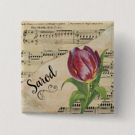 Sarod Elegant Tulip Vintage Sheet Music Button