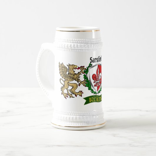 Sarsfield Irish Shield Beer Stein Bierglas (Vorderseite Links)