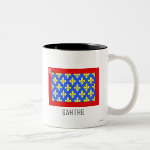 Sarthe-Flagge mit Namen Zweifarbige Tasse