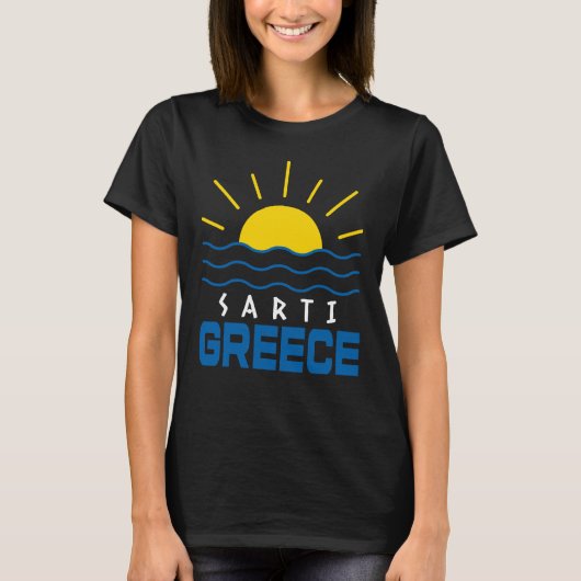 Sarti Griechenland Sonnenschein und Meereswellen F T-Shirt (Vorderseite)