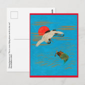 Saruskran über der Schildkröte im Meer Postkarte (Vorne/Hinten)