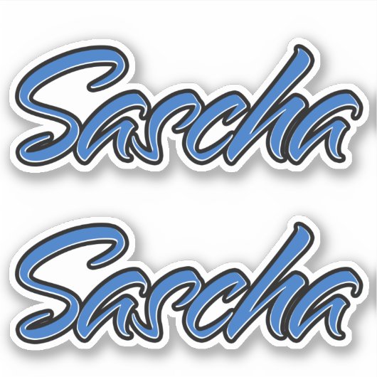 Sascha Name blue Aufkleber Sticker Stickerset (Vorderseite)