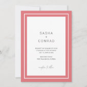 Sasha Coral Modern Wedding Einladung (Vorderseite)