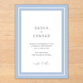 Sasha Cornflower Modern Wedding Acryleinladungen (Vorderseite)