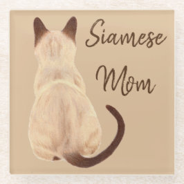 Sasha Siamese Cat Lover Kitty Looking Away Zeichne Glasuntersetzer