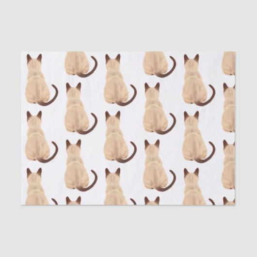 Sasha Siamese Cat Lover Kitty Looking Away Zeichne Seidenpapier (Vorderseite)