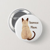 Sasha Siamese Cat Mama Kitty Blick weg Rückblick Button (Vorne & Hinten)