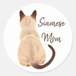 Sasha Siamese Cat Person Kitty Looking Away Art Runder Aufkleber